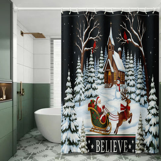 Brighthowl Christmas Snowy Night Shower Curtain