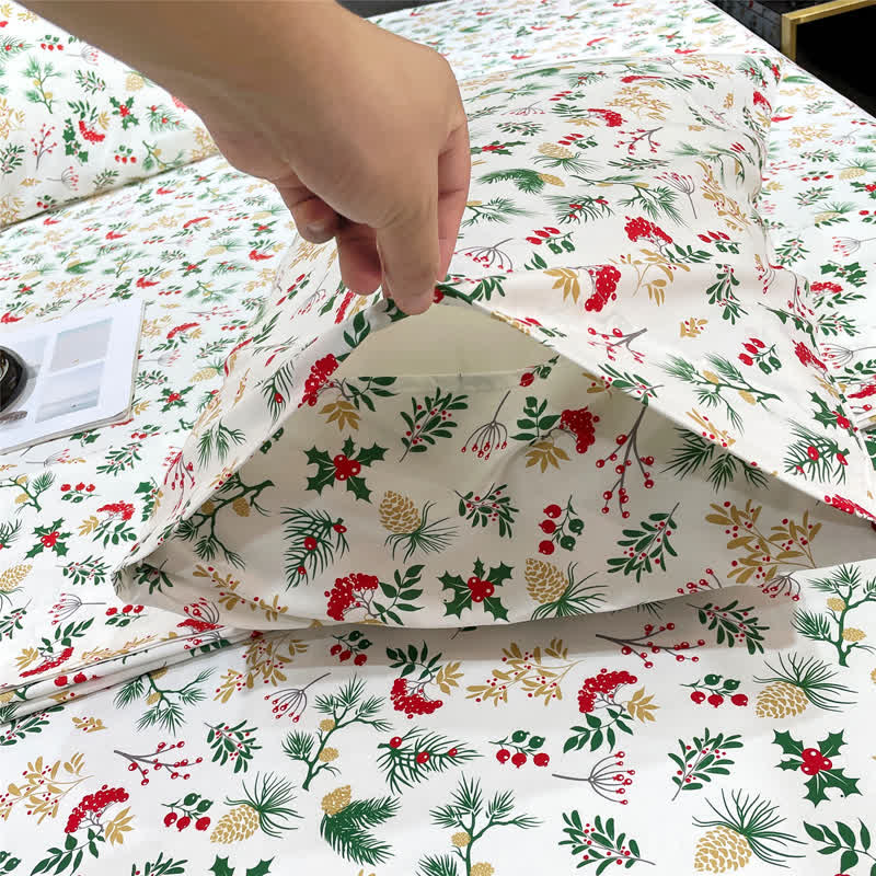 Brighthowl Christmas Festive Botanical Sheet Set