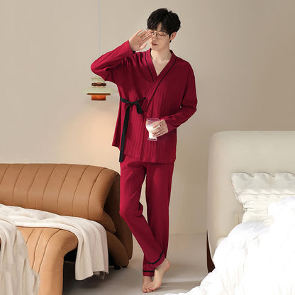 Brighthowl Couple Matching Cotton Kimono Pajama Set