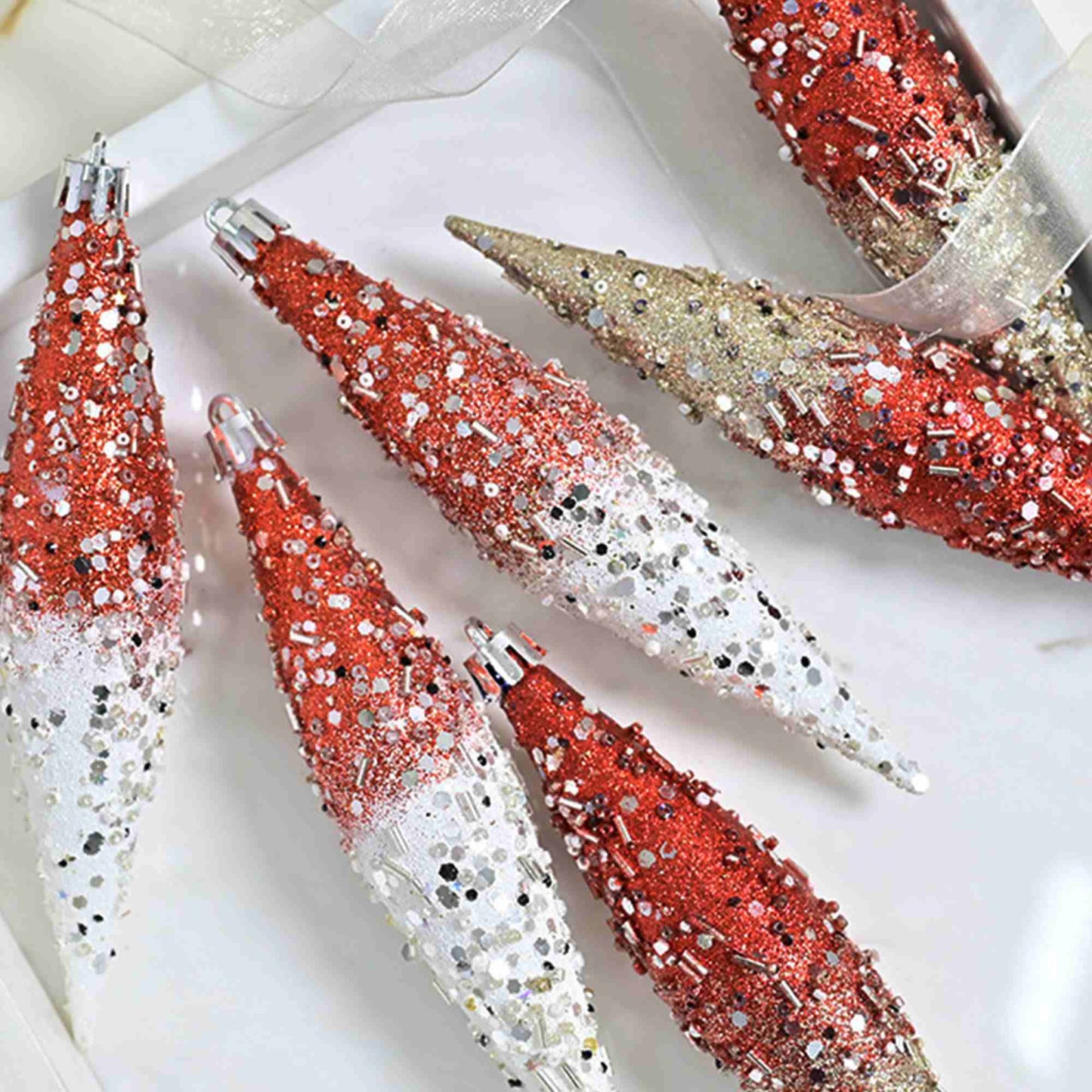 Brighthowl Gradient Glitter Christmas Tree Ornament Set