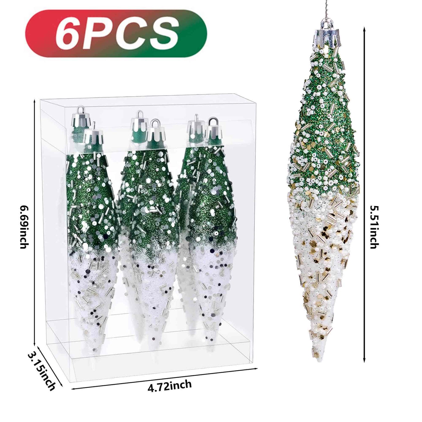 Brighthowl Gradient Glitter Christmas Tree Ornament Set