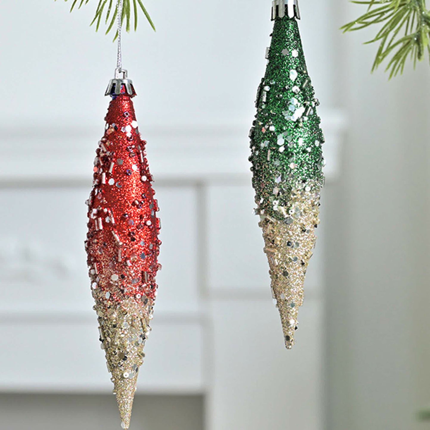 Brighthowl Gradient Glitter Christmas Tree Ornament Set