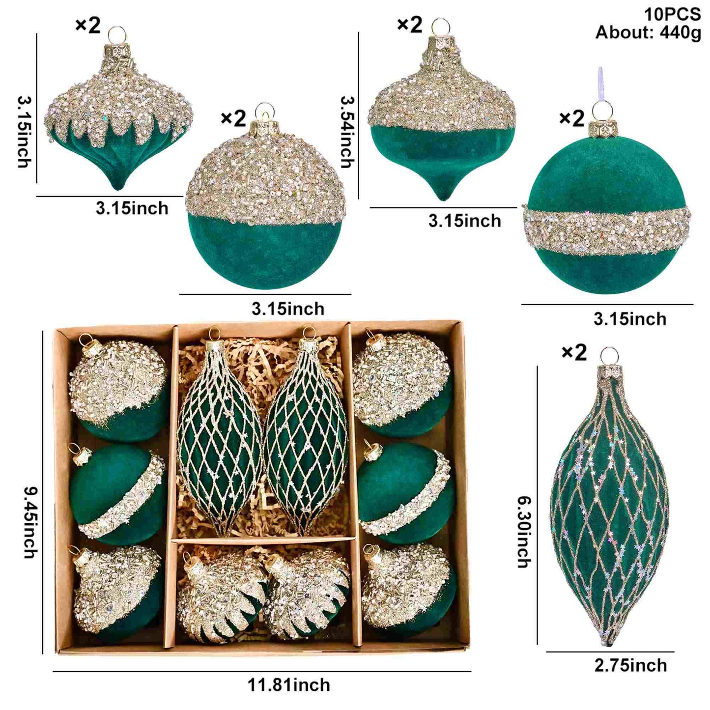 Brighthowl Christmas Velvet Balls With Glitter Accents