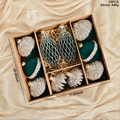 Brighthowl Christmas Velvet Balls With Glitter Accents