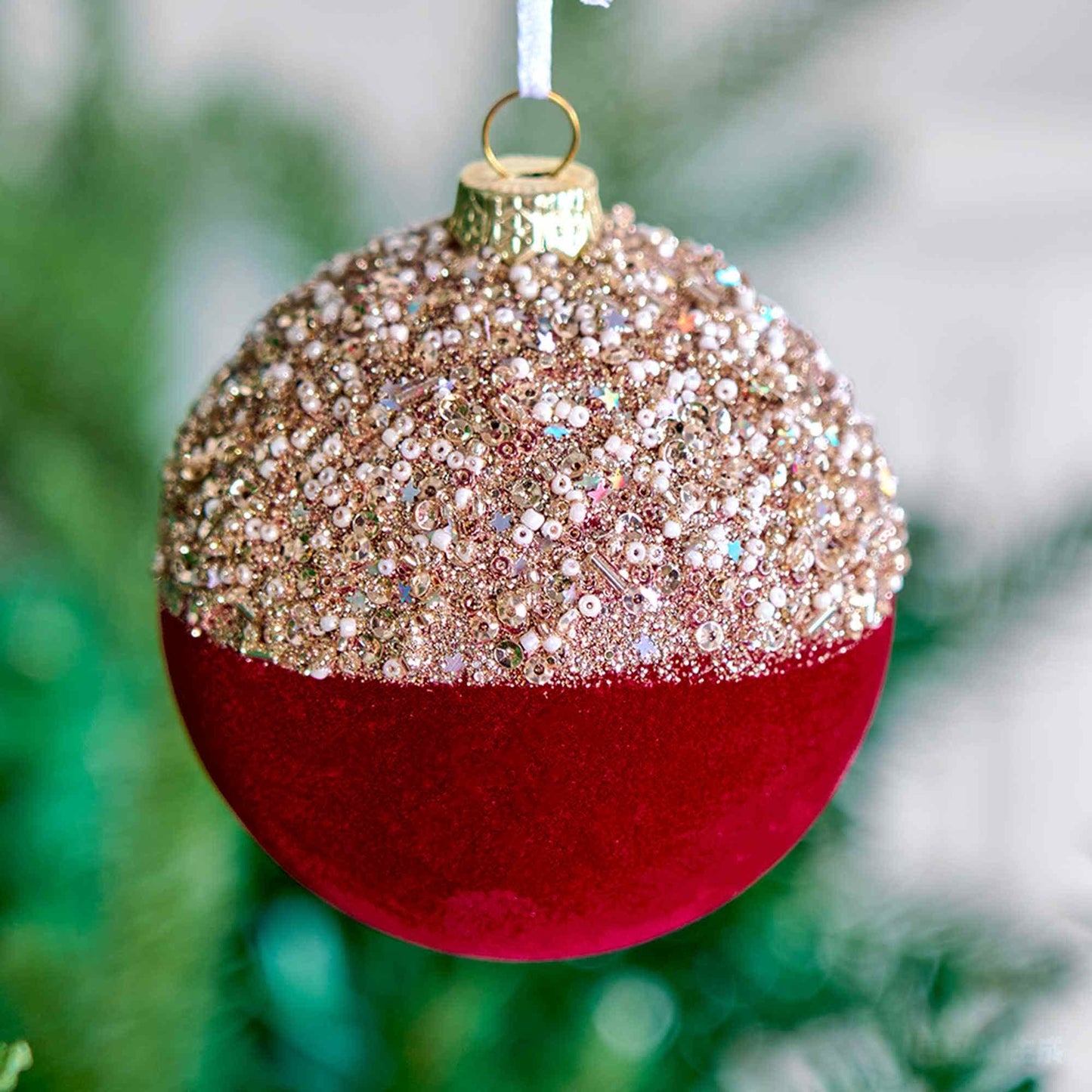 Brighthowl Christmas Velvet Balls With Glitter Accents