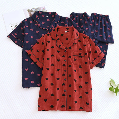 Brighthowl Heart Print Pure Cotton Pajama Set(3PCS)