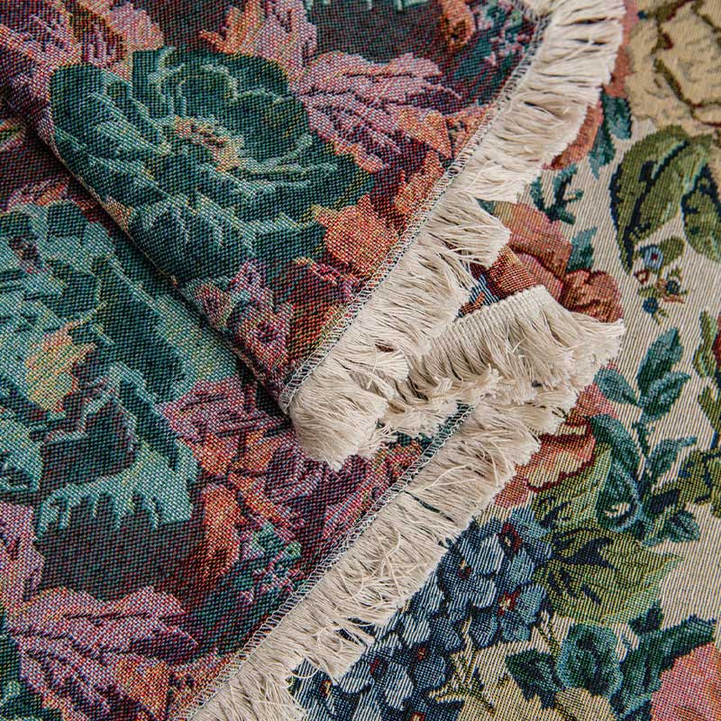 Brighthowl Countryside Rose Print Tassel Sofa Protector