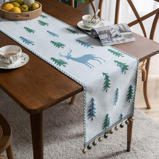 Brighthowl Christmas Tree Table Runner with Tassel