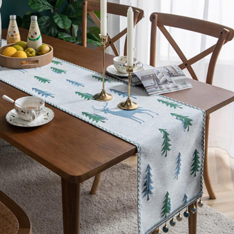 Brighthowl Christmas Tree Table Runner with Tassel