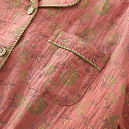 Brighthowl Retro Rose Cotton Gauze Pajama Set