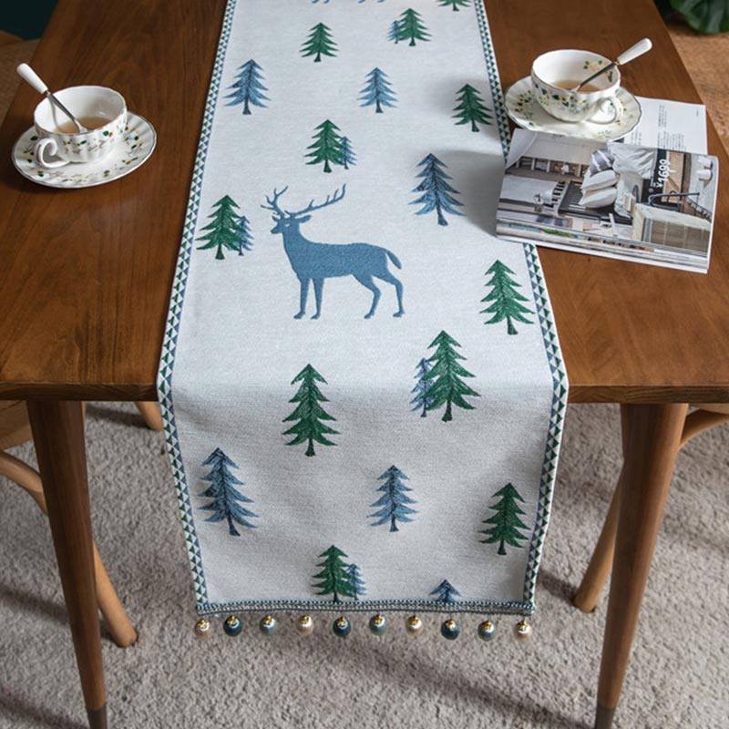 Brighthowl Christmas Tree Table Runner with Tassel