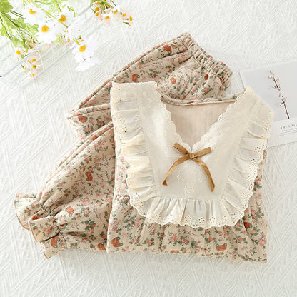 Brighthowl Vintage Rose Garden Cotton Loungewear Set