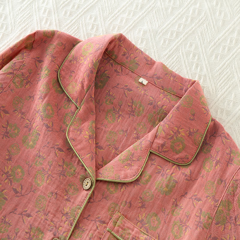 Brighthowl Retro Rose Cotton Gauze Pajama Set