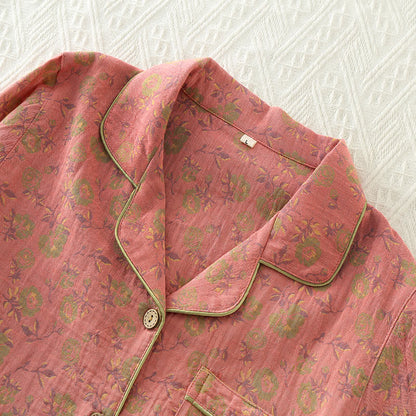 Brighthowl Retro Rose Cotton Gauze Pajama Set