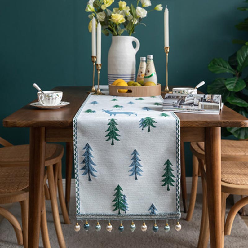 Brighthowl Christmas Tree Table Runner with Tassel