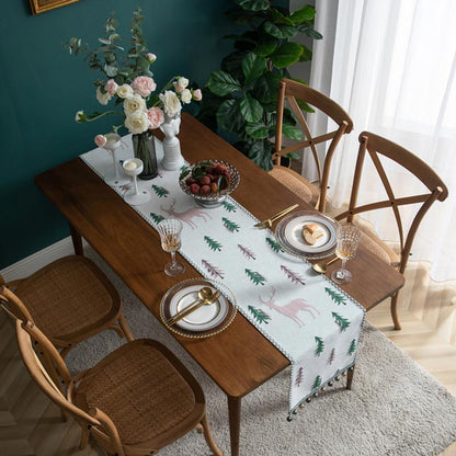 Brighthowl Christmas Tree Table Runner with Tassel