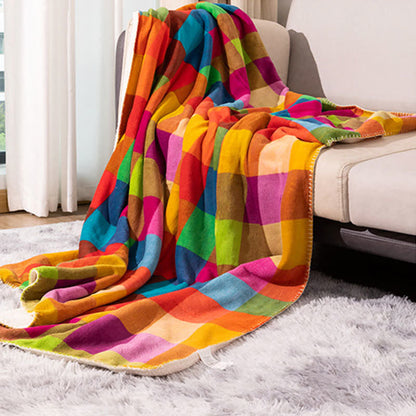 Brighthowl Colorful Plaid Pattern Thick Throw Blanket