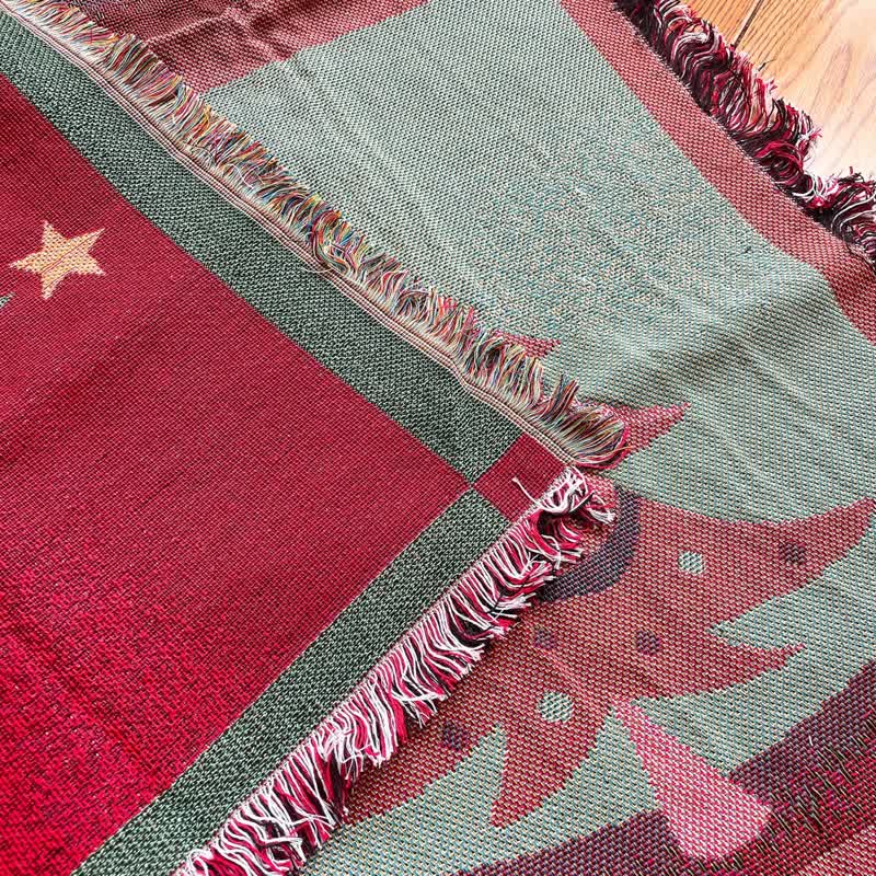 Brighthowl Christmas Tree Home Decor Tassel Blanket