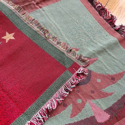 Brighthowl Christmas Tree Home Decor Tassel Blanket