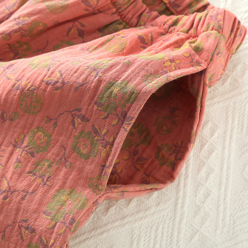 Brighthowl Retro Rose Cotton Gauze Pajama Set
