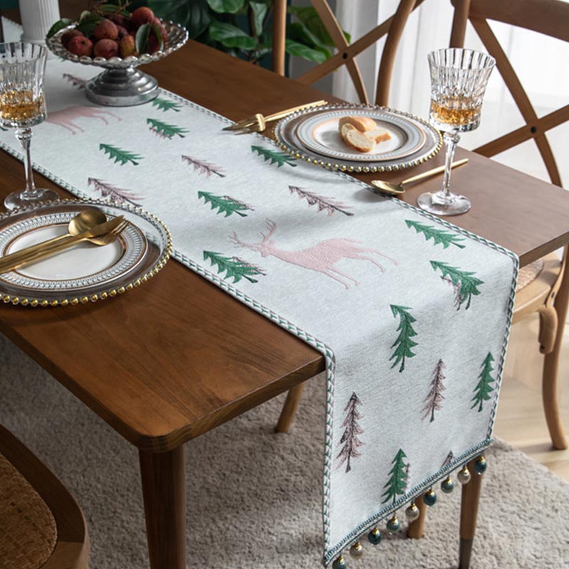 Brighthowl Christmas Tree Table Runner with Tassel