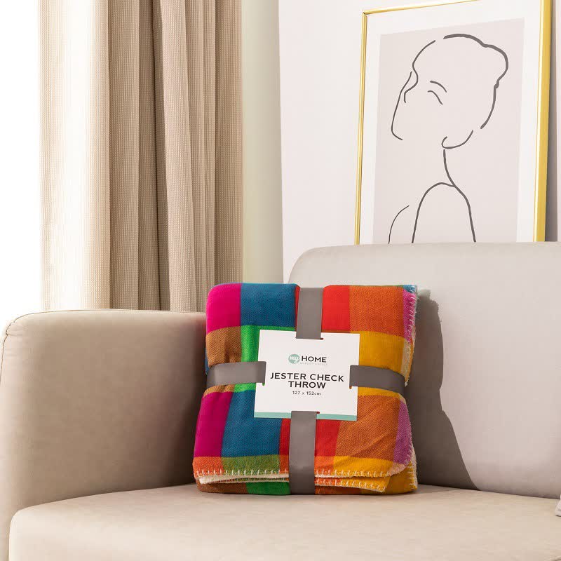 Brighthowl Colorful Plaid Pattern Thick Throw Blanket