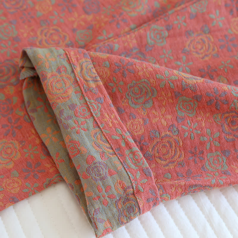 Brighthowl Rose Flower Cotton Lapel Nightwear Set