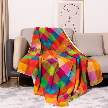 Brighthowl Colorful Plaid Pattern Thick Throw Blanket