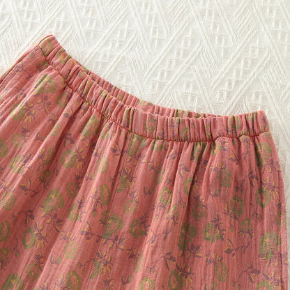 Brighthowl Retro Rose Cotton Gauze Pajama Set