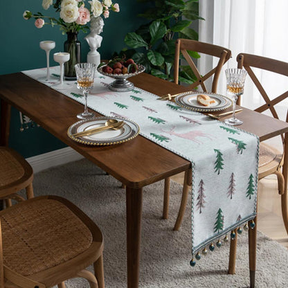 Brighthowl Christmas Tree Table Runner with Tassel
