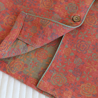 Brighthowl Rose Flower Cotton Lapel Nightwear Set